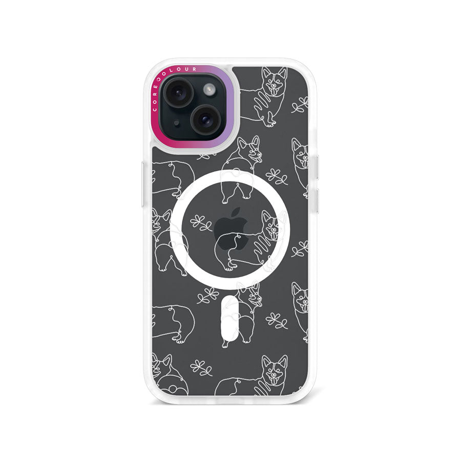 iPhone 15 Corgi Minimal Line Phone Case Magsafe Compatible - CORECOLOUR