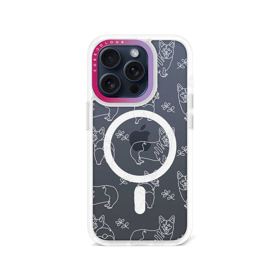 iPhone 15 Pro Corgi Minimal Line Phone Case Magsafe Compatible - CORECOLOUR
