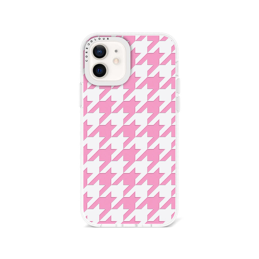 iPhone 12 Pink Houndstooth Phone Case Magsafe Compatible - CORECOLOUR