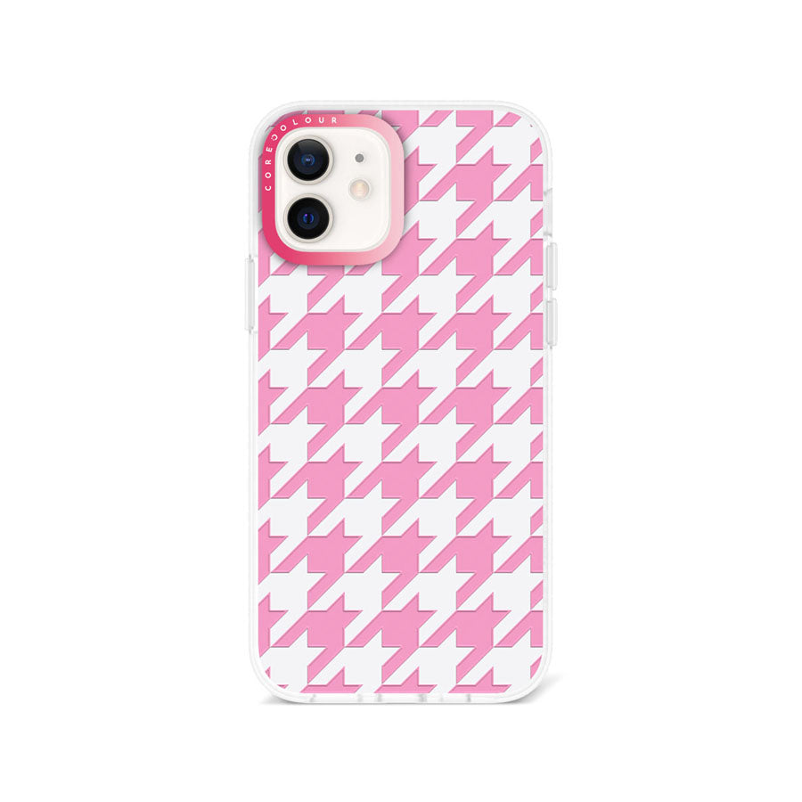 iPhone 12 Pink Houndstooth Phone Case Magsafe Compatible - CORECOLOUR
