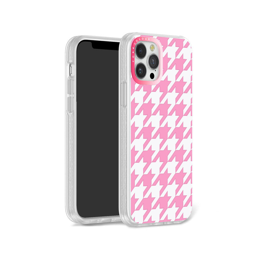 iPhone 12 Pro Pink Houndstooth Phone Case Magsafe Compatible - CORECOLOUR