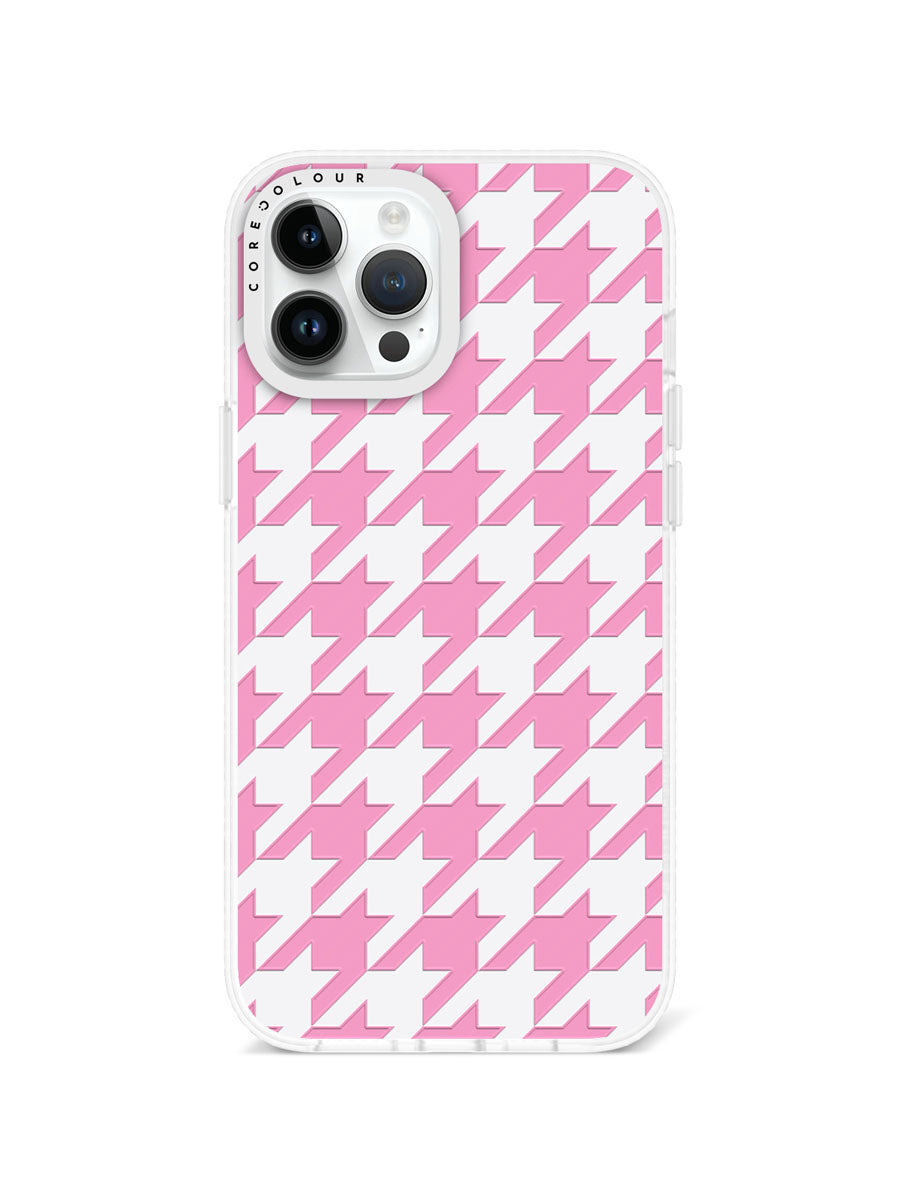 iPhone 12 Pro Max Pink Houndstooth Phone Case Magsafe Compatible - CORECOLOUR