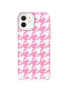 iPhone 12 Pink Houndstooth Phone Case Magsafe Compatible - CORECOLOUR