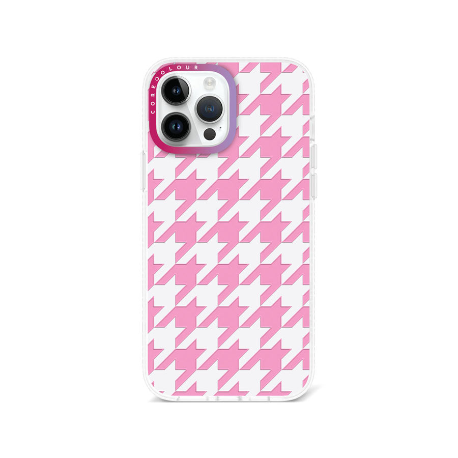 iPhone 13 Pro Max Pink Houndstooth Phone Case Magsafe Compatible - CORECOLOUR