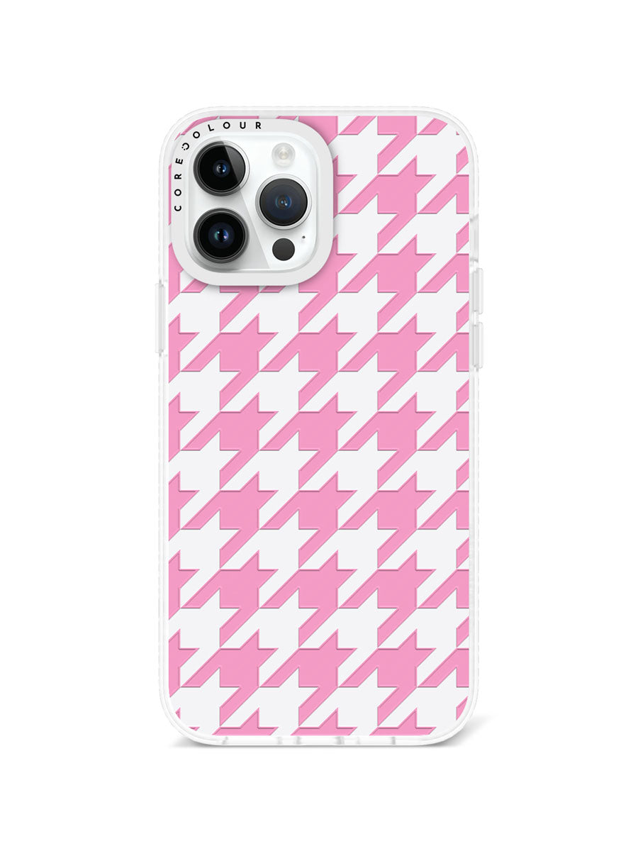 iPhone 13 Pro Max Pink Houndstooth Phone Case Magsafe Compatible - CORECOLOUR