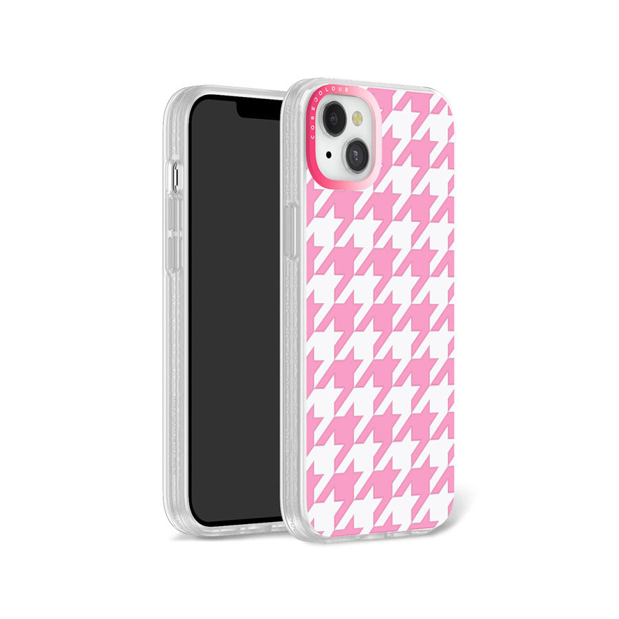 iPhone 14 Plus Pink Houndstooth Phone Case Magsafe Compatible - CORECOLOUR