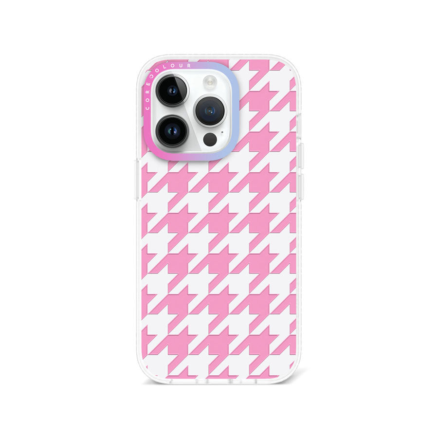 iPhone 14 Pro Pink Houndstooth Phone Case Magsafe Compatible - CORECOLOUR