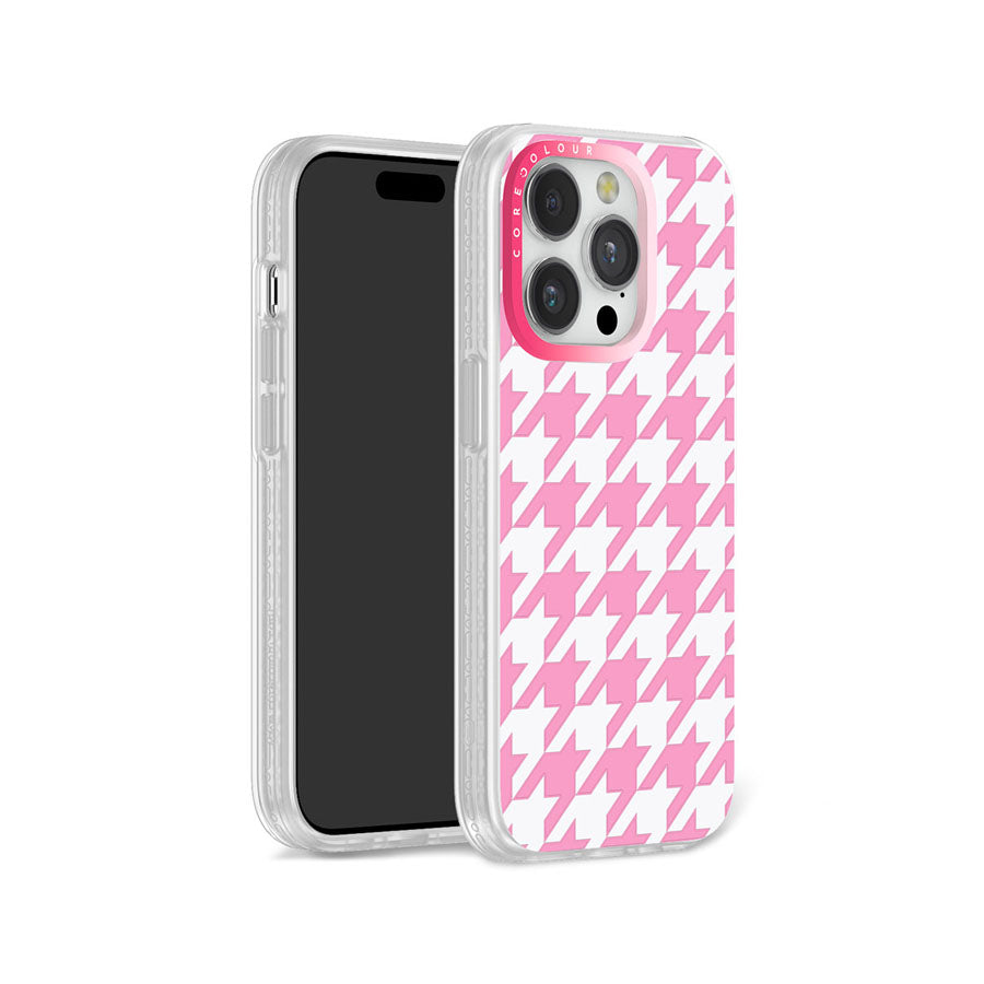 iPhone 14 Pro Pink Houndstooth Phone Case Magsafe Compatible - CORECOLOUR