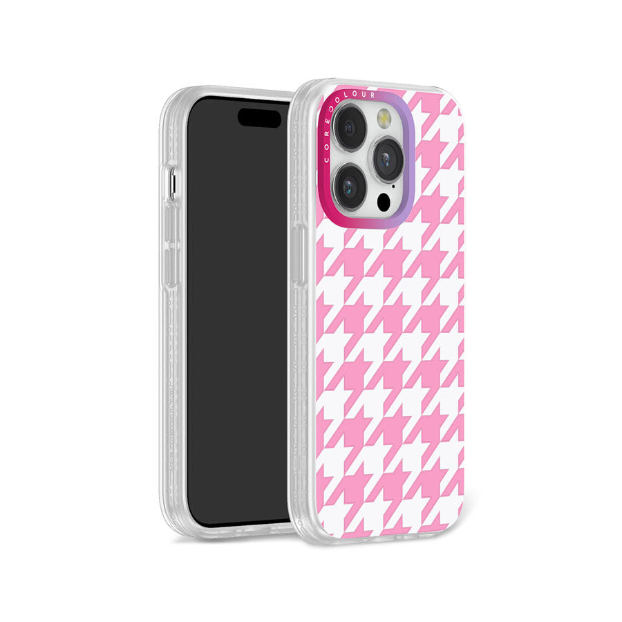 iPhone 14 Pro Pink Houndstooth Phone Case Magsafe Compatible - CORECOLOUR