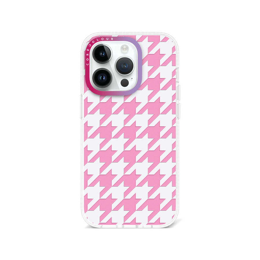 iPhone 14 Pro Pink Houndstooth Phone Case Magsafe Compatible - CORECOLOUR