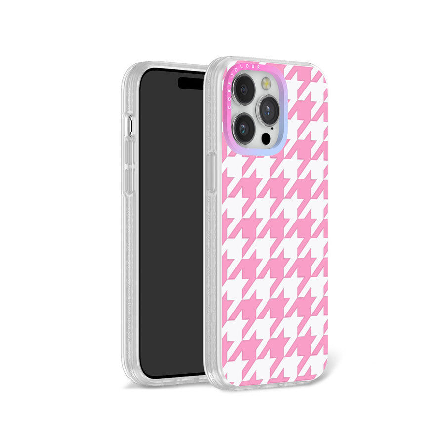 iPhone 14 Pro Max Pink Houndstooth Phone Case Magsafe Compatible - CORECOLOUR