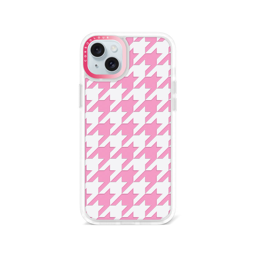 iPhone 15 Plus Pink Houndstooth Phone Case Magsafe Compatible - CORECOLOUR