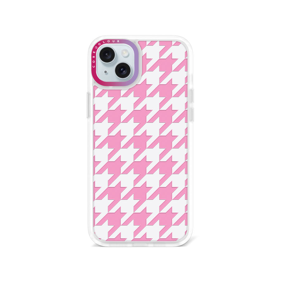 iPhone 15 Plus Pink Houndstooth Phone Case Magsafe Compatible - CORECOLOUR