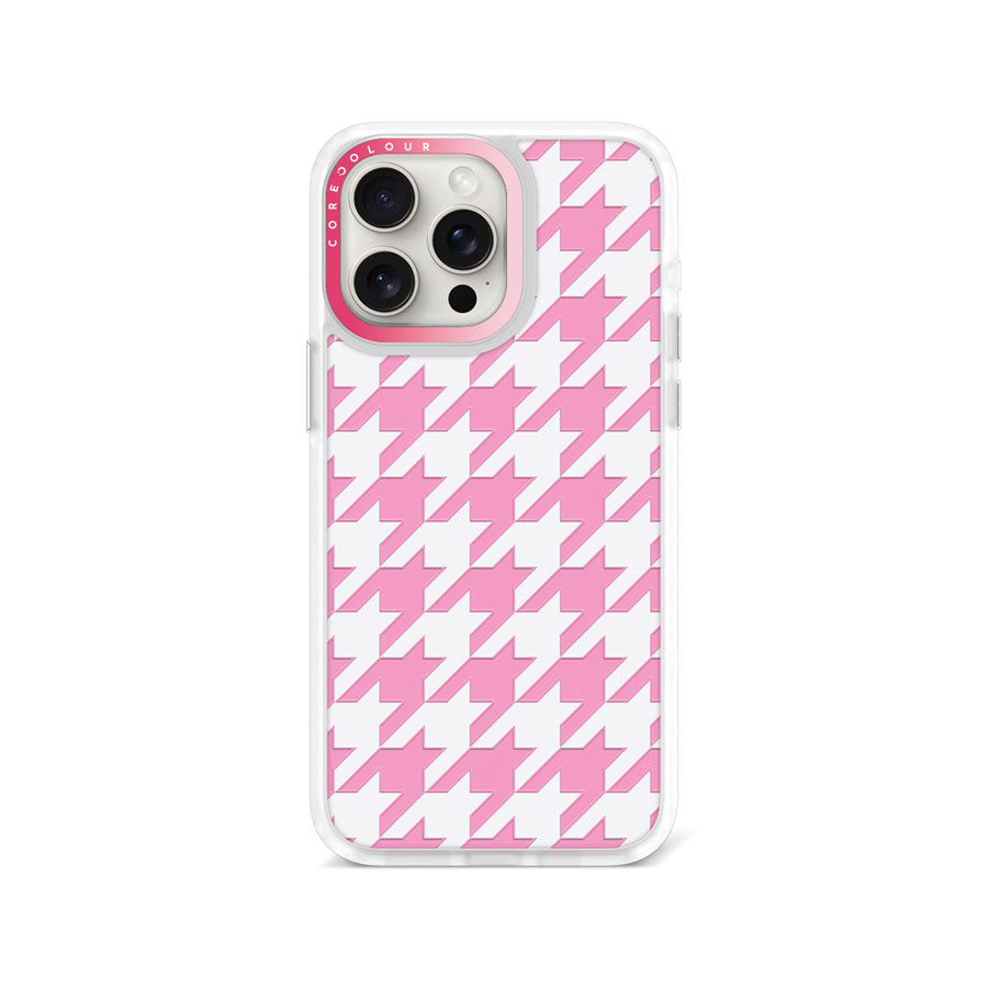 iPhone 15 Pro Max Pink Houndstooth Phone Case Magsafe Compatible - CORECOLOUR