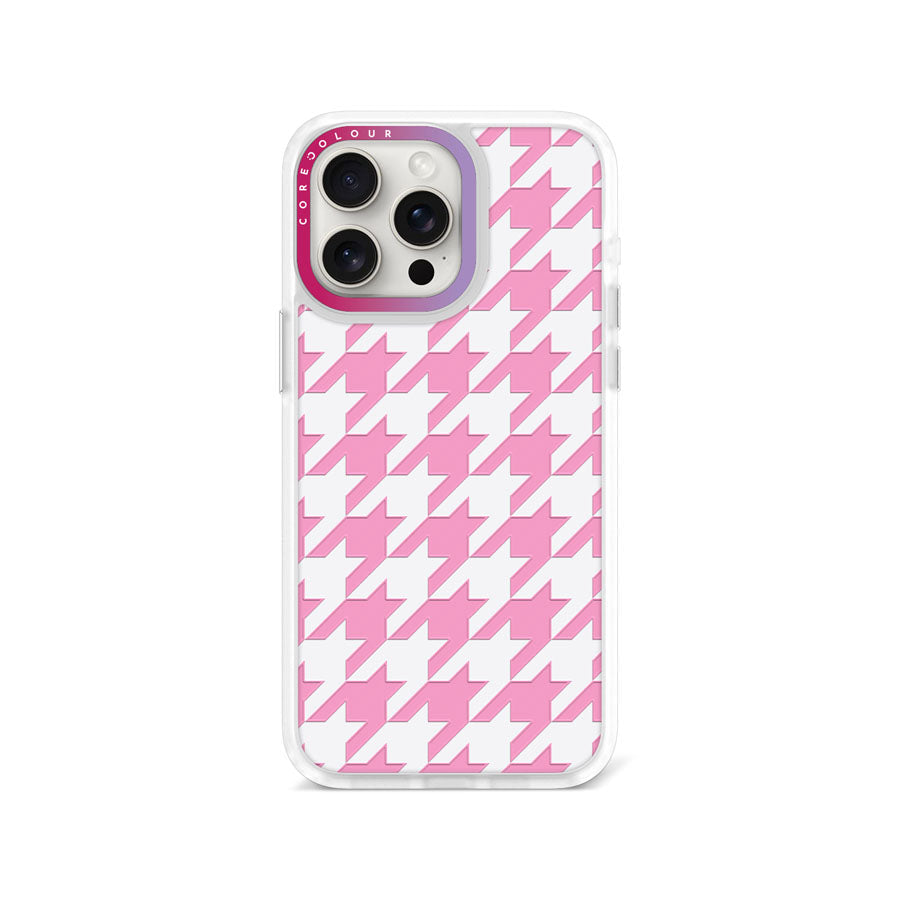iPhone 15 Pro Max Pink Houndstooth Phone Case Magsafe Compatible - CORECOLOUR