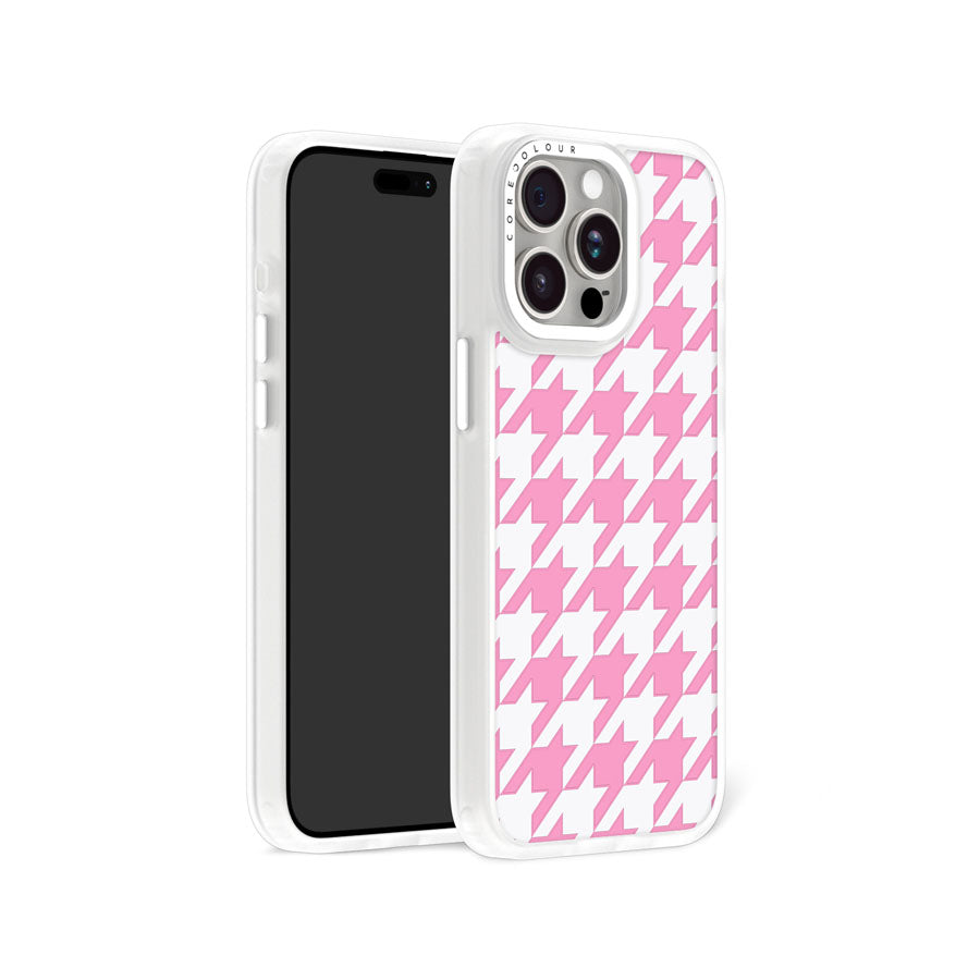 iPhone 15 Pro Pink Houndstooth Phone Case Magsafe Compatible - CORECOLOUR