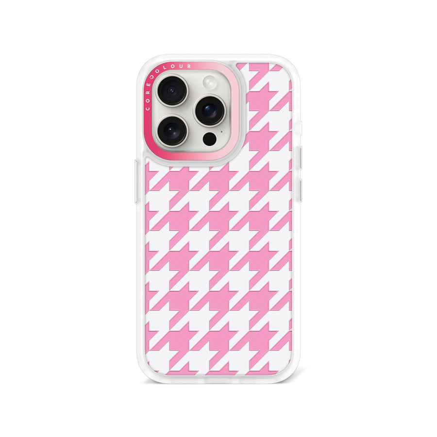 iPhone 15 Pro Pink Houndstooth Phone Case Magsafe Compatible - CORECOLOUR