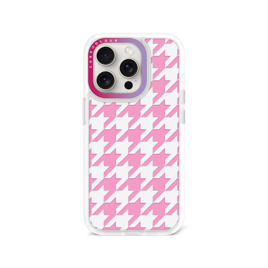 iPhone 15 Pro Pink Houndstooth Phone Case Magsafe Compatible - CORECOLOUR