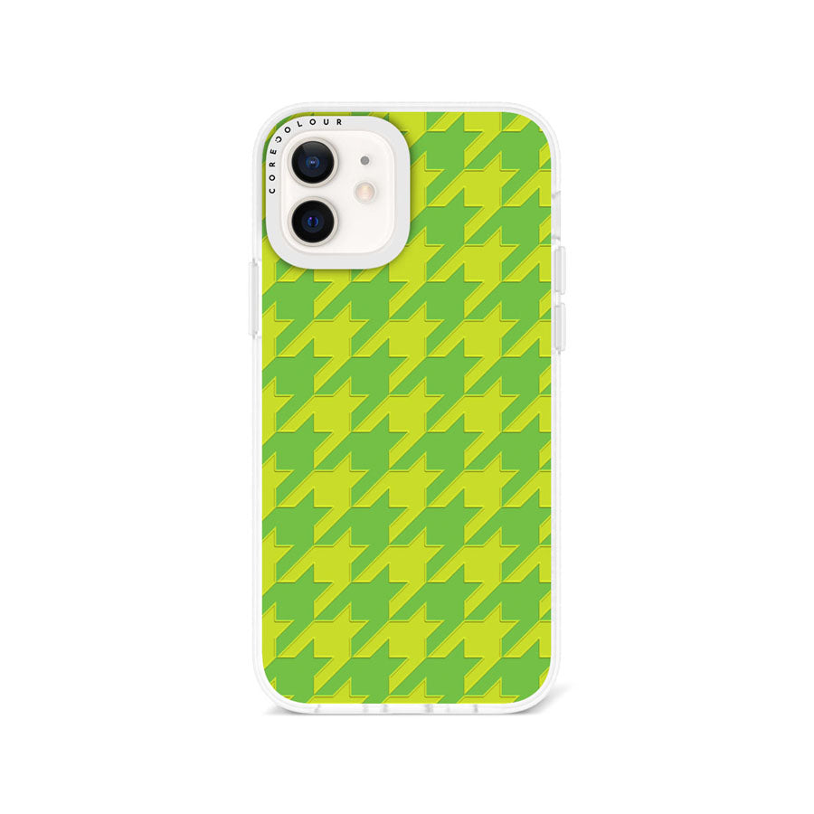 iPhone 12 Green Houndstooth Phone Case Magsafe Compatible - CORECOLOUR