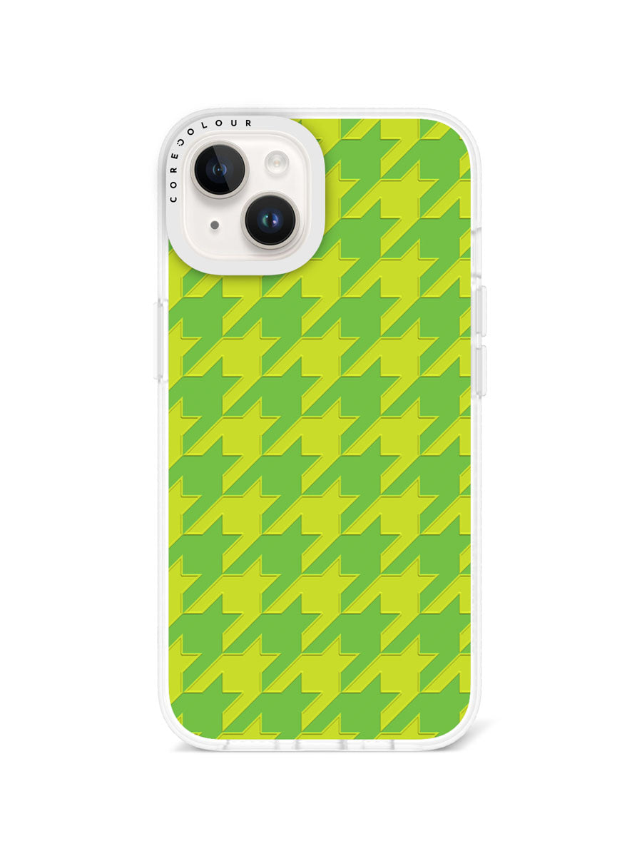 iPhone 14 Green Houndstooth Phone Case Magsafe Compatible - CORECOLOUR