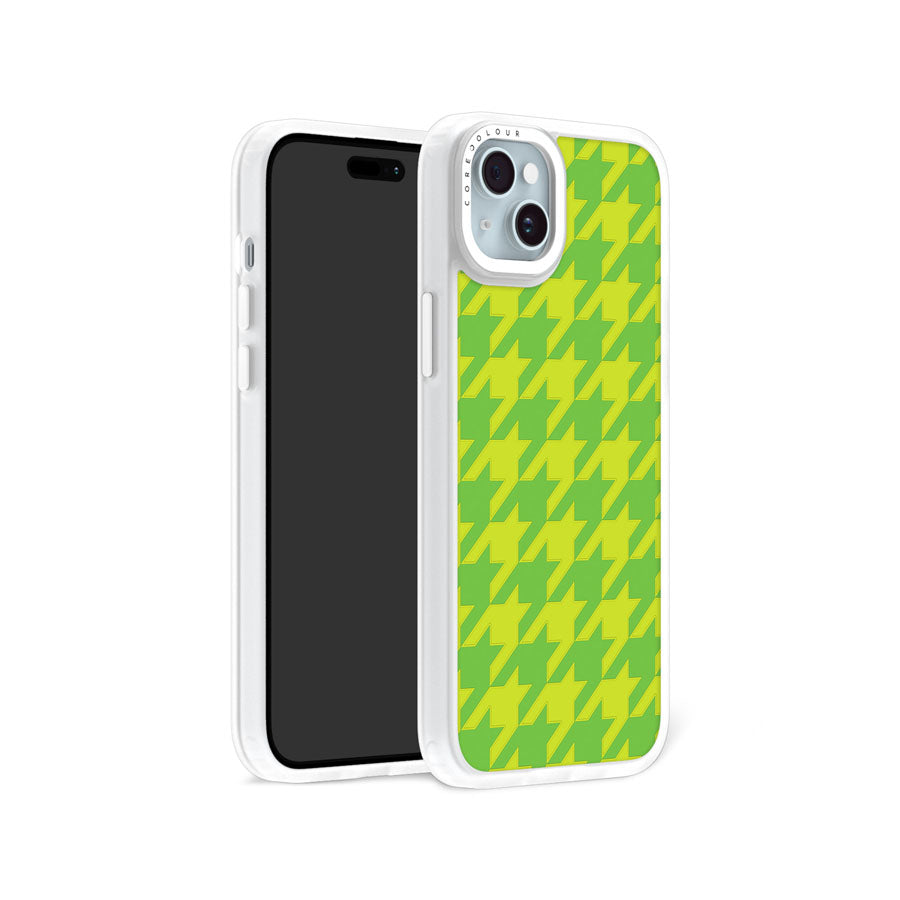 iPhone 15 Plus Green Houndstooth Phone Case Magsafe Compatible - CORECOLOUR