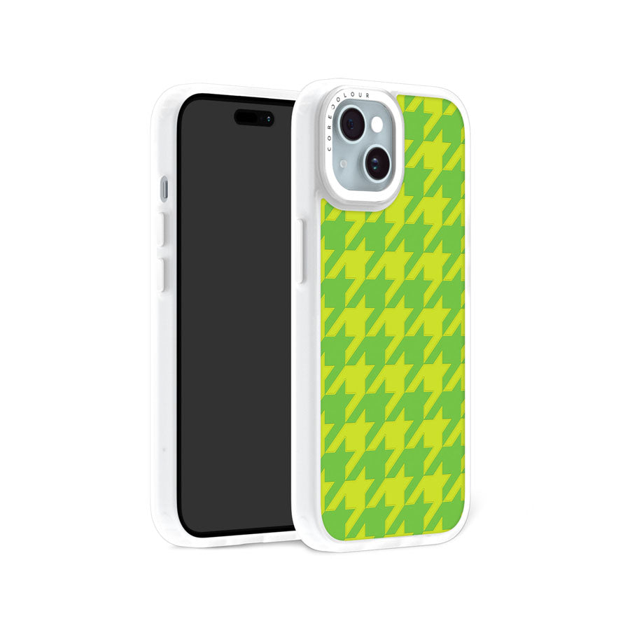 iPhone 15 Green Houndstooth Phone Case Magsafe Compatible - CORECOLOUR