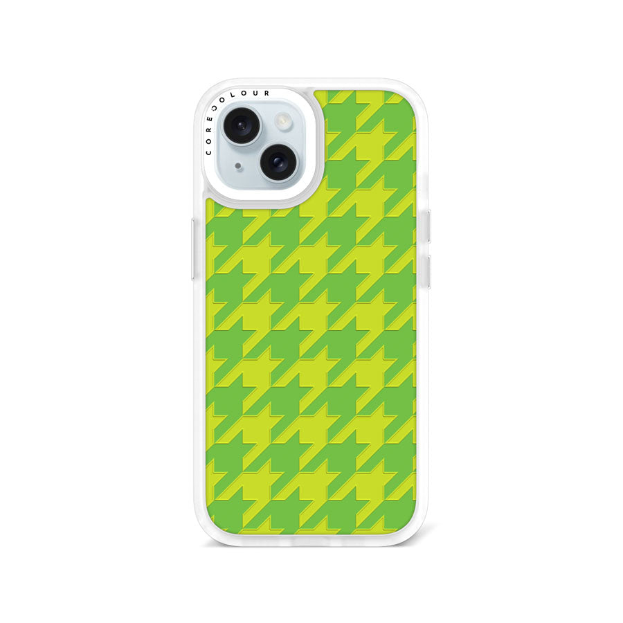 iPhone 15 Green Houndstooth Phone Case Magsafe Compatible - CORECOLOUR