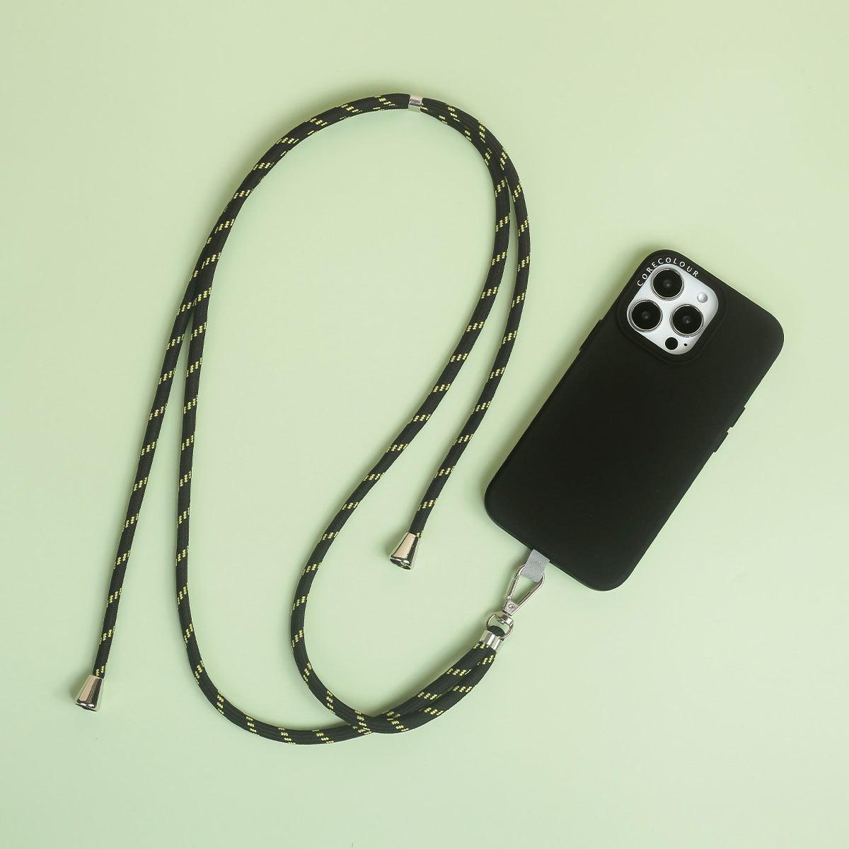 Black Green Phone Strap with Strap Card - CORECOLOUR
