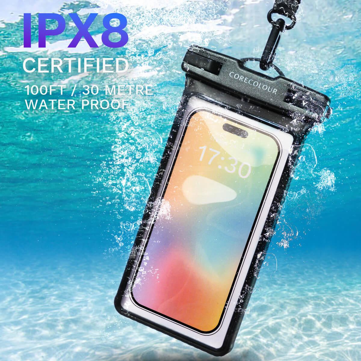 Black IPX8 Certified Water Proof Bag with Lanyard - CORECOLOUR