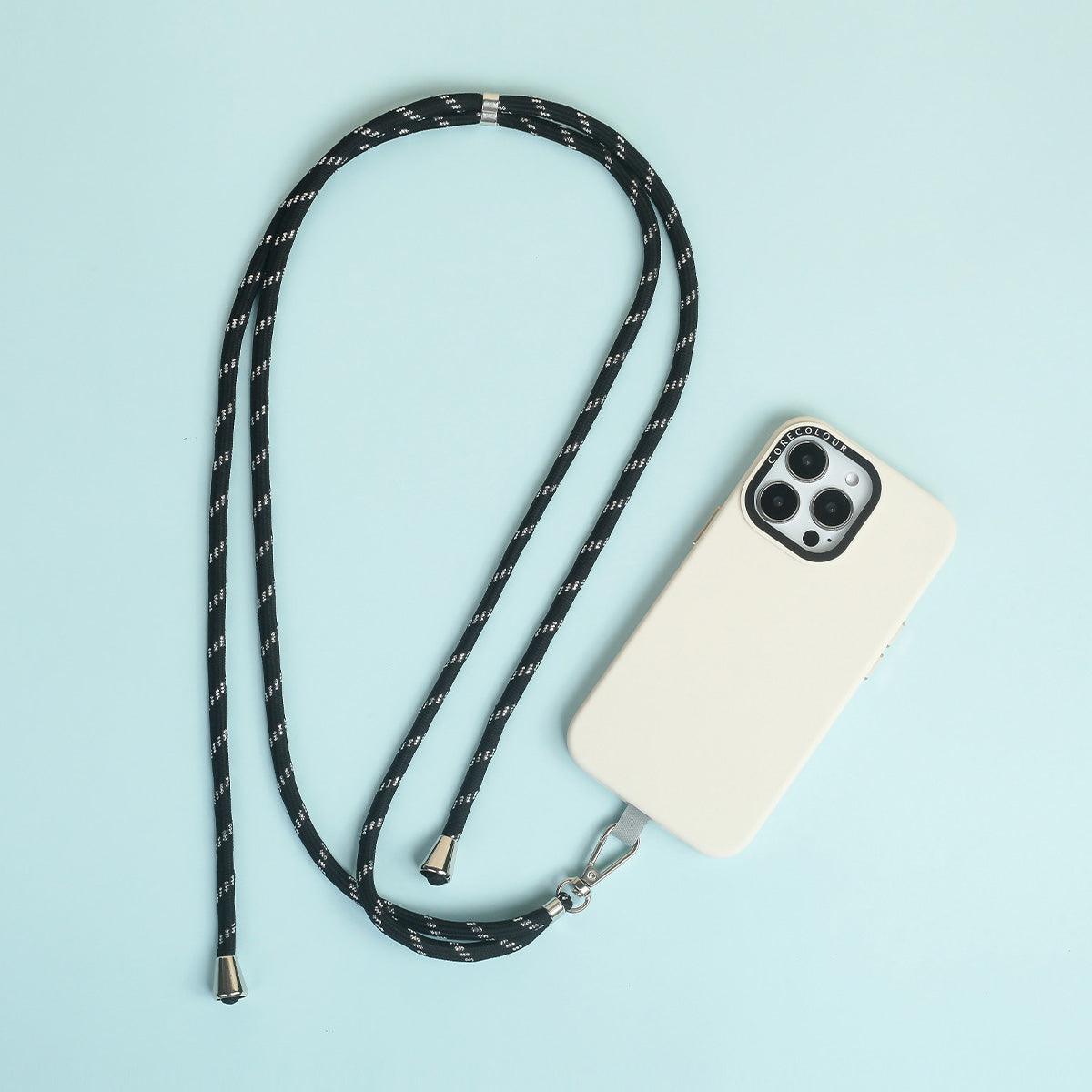 Black Silver Phone Strap with Strap Card - CORECOLOUR
