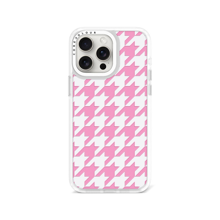 iPhone 15 Pro Max Pink Houndstooth Phone Case Magsafe Compatible - CORECOLOUR