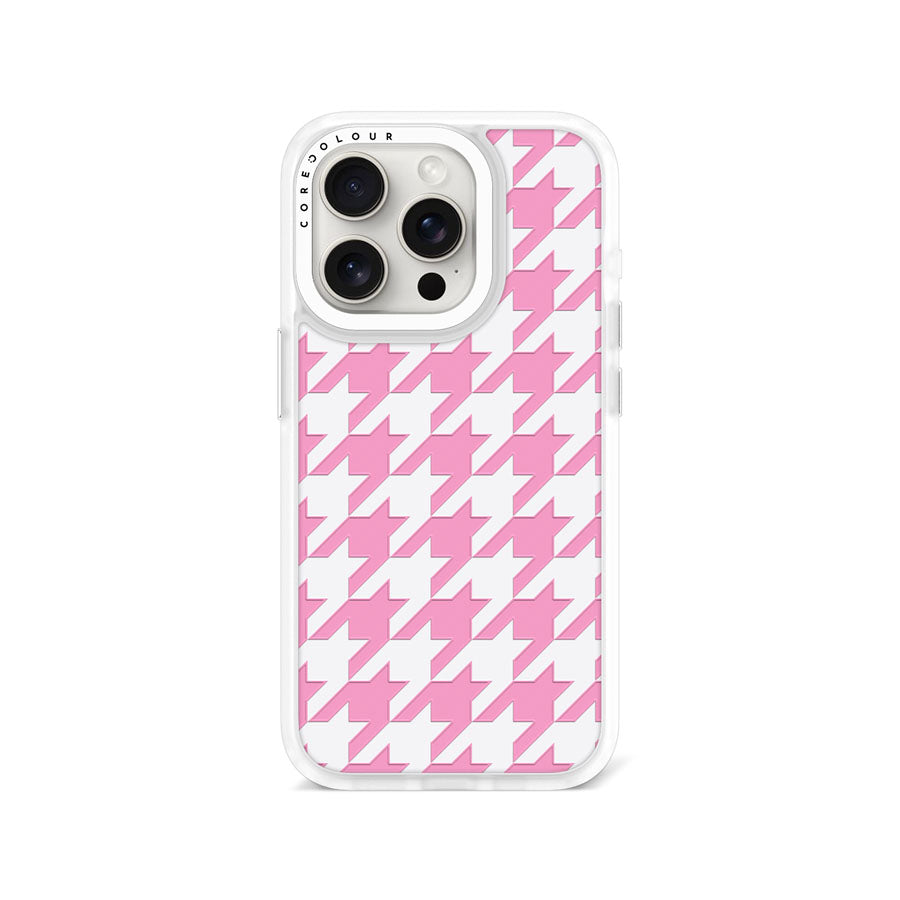 iPhone 15 Pro Pink Houndstooth Phone Case Magsafe Compatible - CORECOLOUR