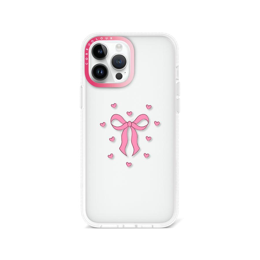 iPhone 13 Pro Max Pink Ribbon Heart Phone Case - CORECOLOUR