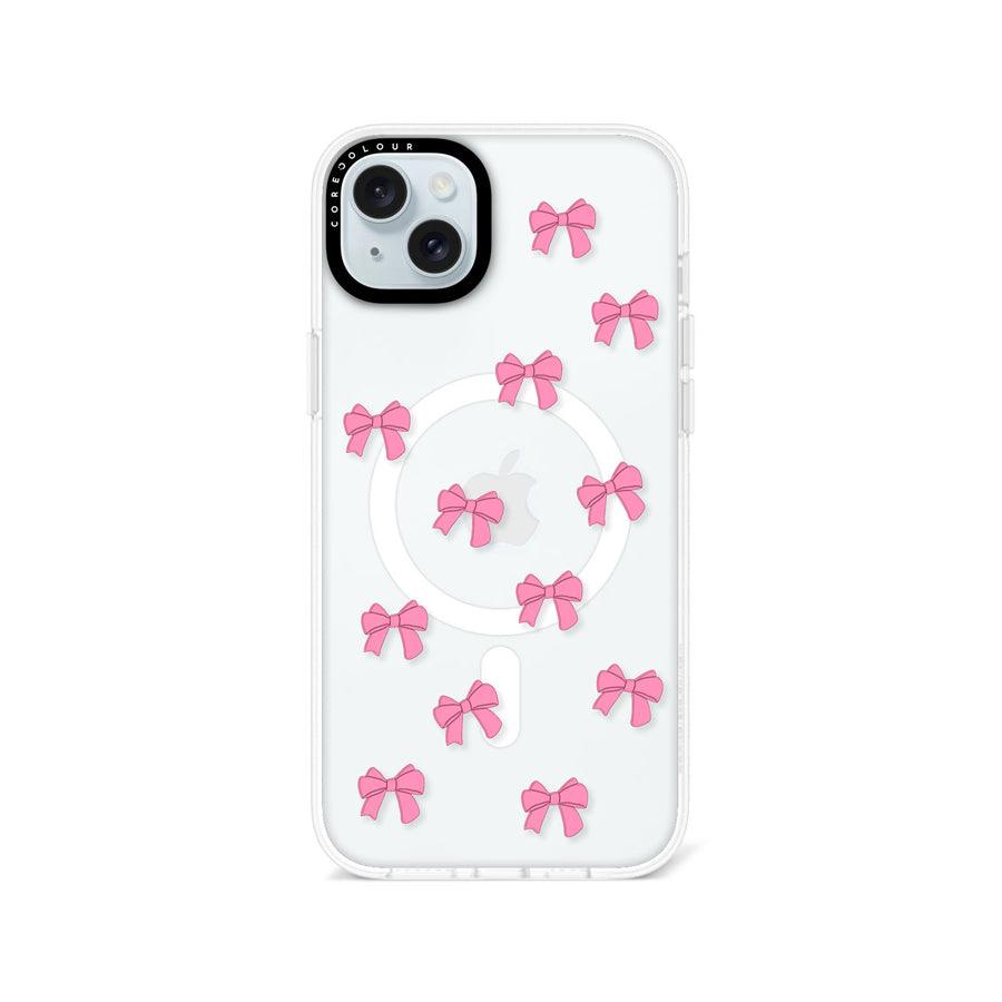 iPhone 14 Plus Pink Ribbon Bow Mini Phone Case MagSafe Compatible 