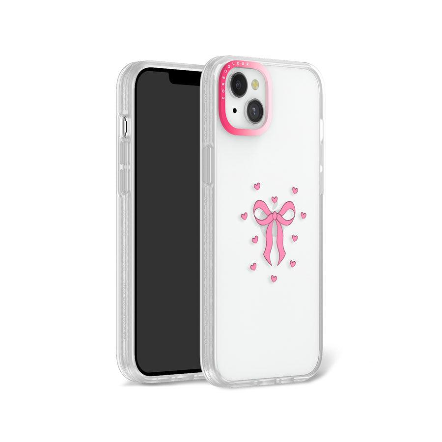 iPhone 14 Plus Pink Ribbon Heart Phone Case 