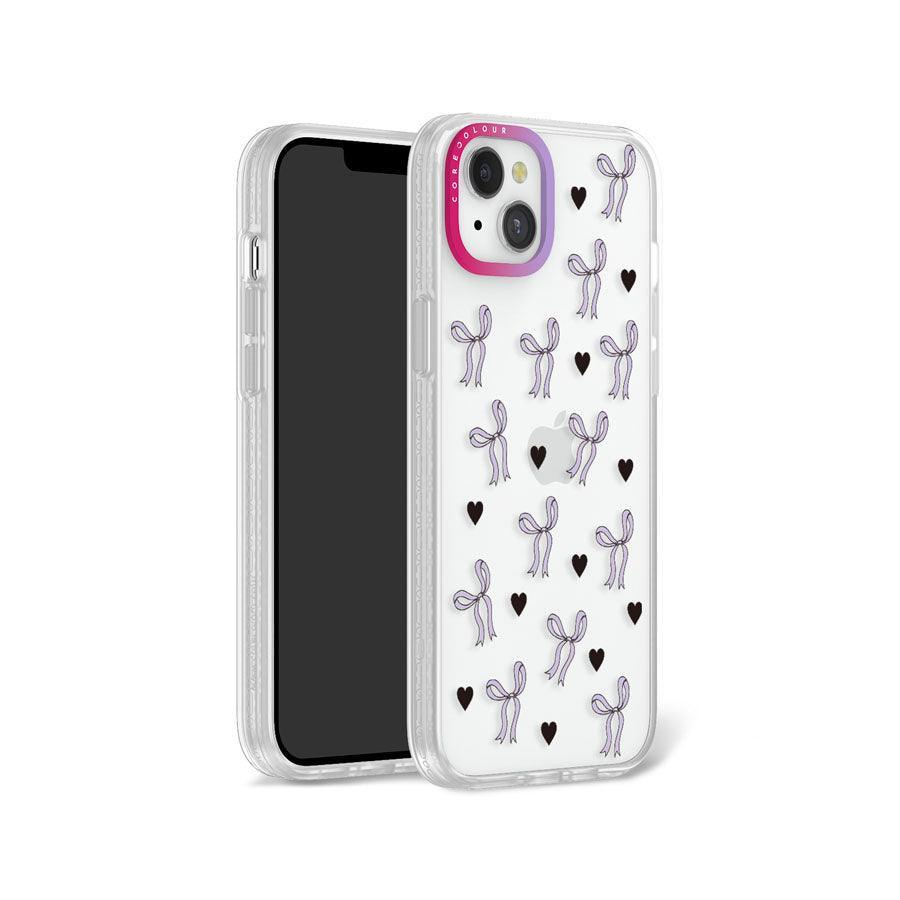 iPhone 14 Plus Purple Ribbon Heart Phone Case MagSafe Compatible 