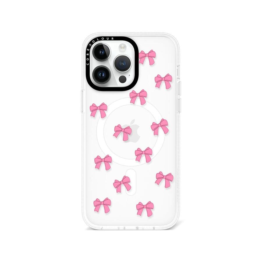 iPhone 14 Pro Max Pink Ribbon Bow Mini Phone Case MagSafe Compatible 