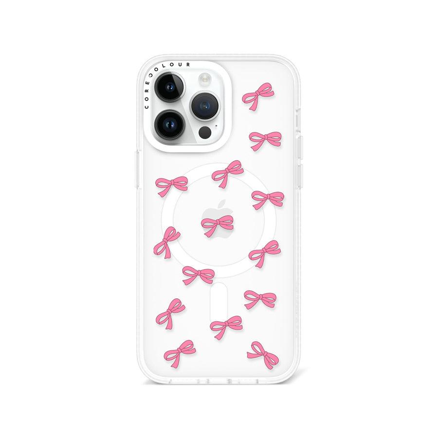 iPhone 14 Pro Max Pink Ribbon Mini Phone Case MagSafe Compatible 