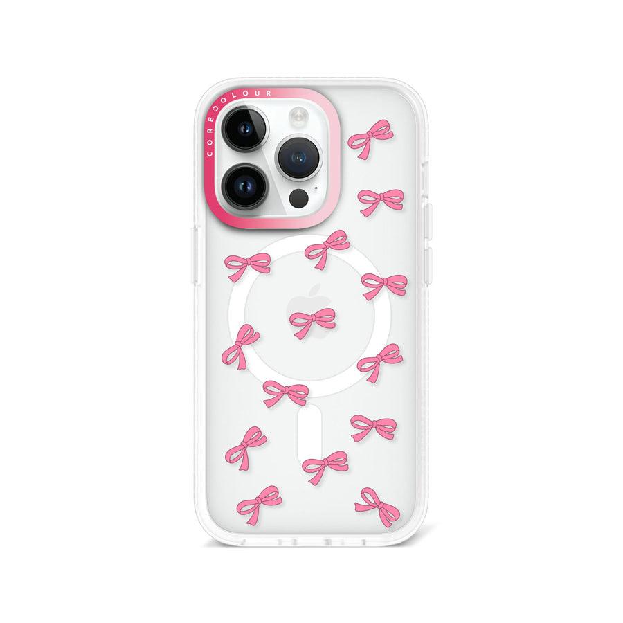 iPhone 14 Pro Pink Ribbon Mini Phone Case MagSafe Compatible 