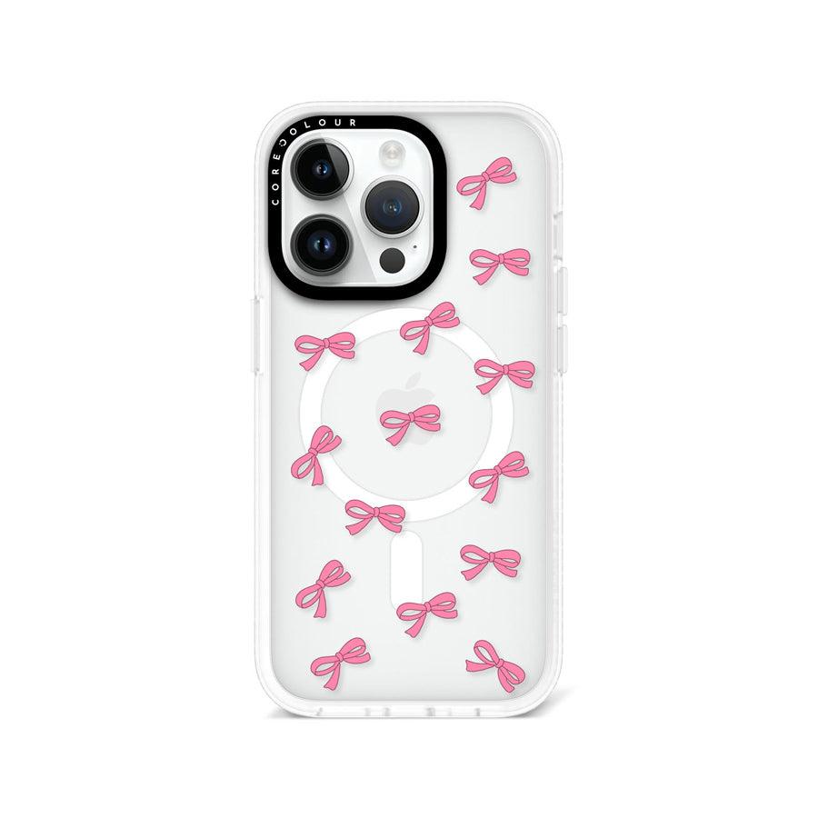 iPhone 14 Pro Pink Ribbon Mini Phone Case MagSafe Compatible 