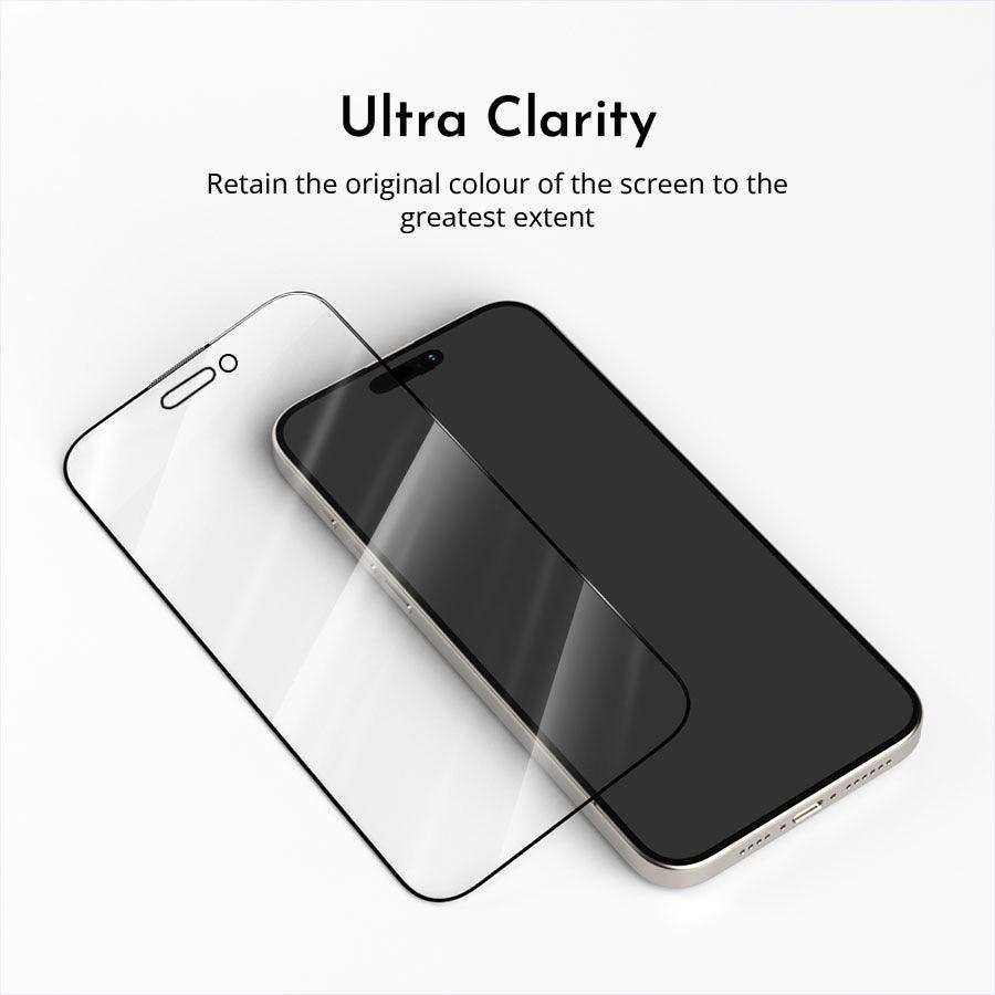 iPhone 15 Full Coverage Tempered Glass Screen Protector - CORECOLOUR