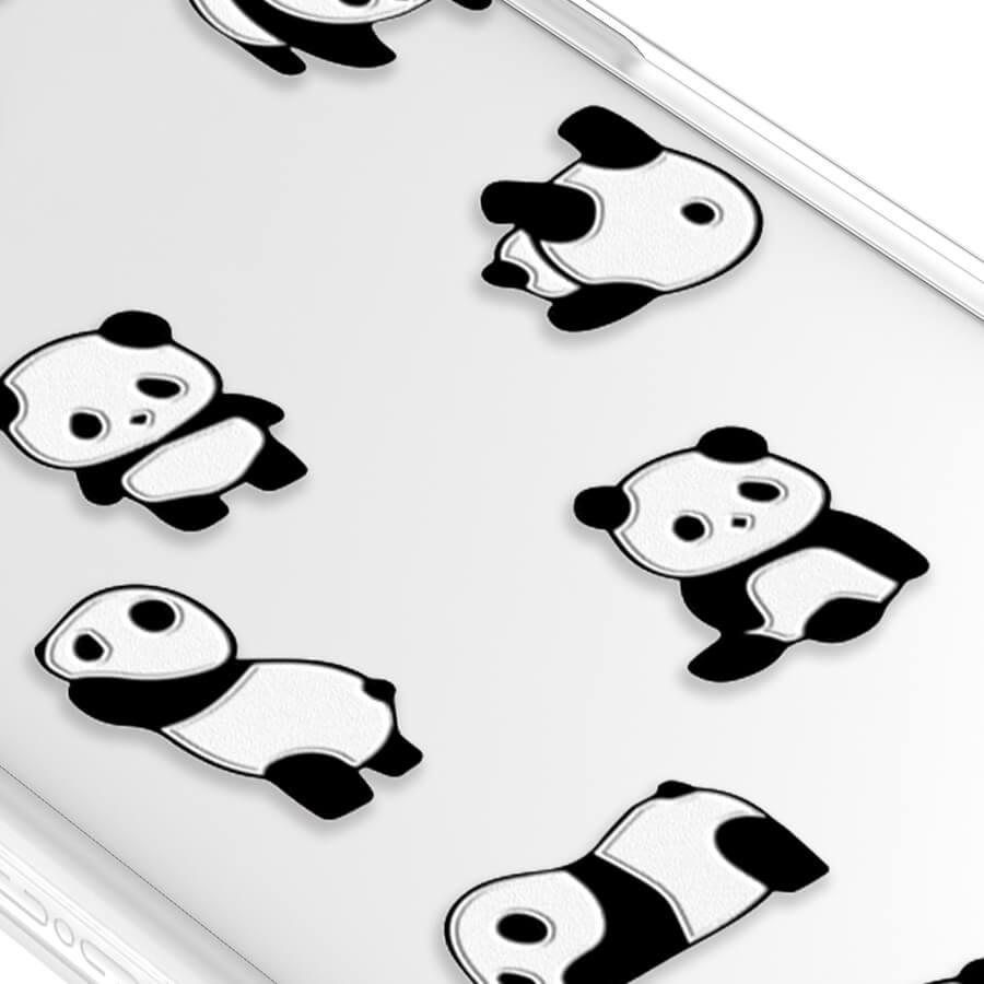 iPhone 15 Moving Panda Camera Ring Kickstand Case 