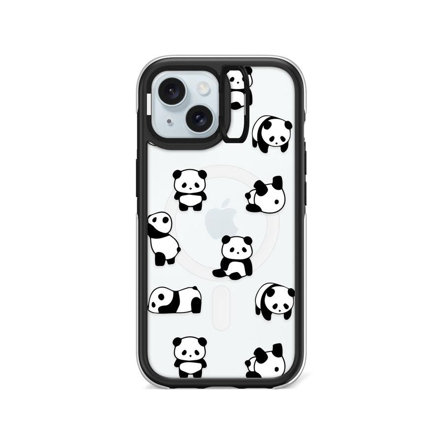 iPhone 15 Moving Panda Ring Kickstand Case MagSafe Compatible 