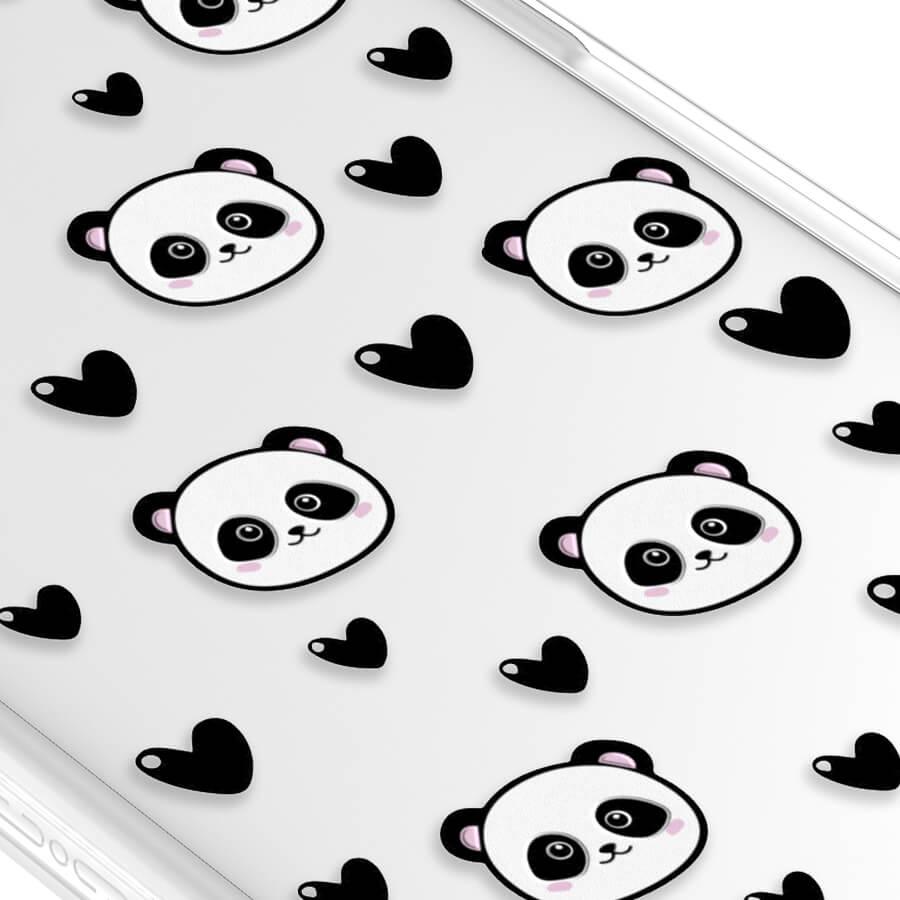 iPhone 15 Panda Heart Camera Ring Kickstand Case 