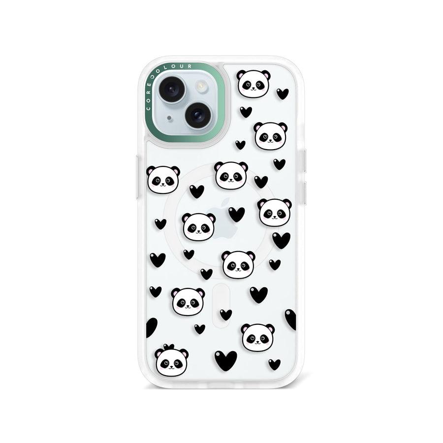 iPhone 15 Panda Heart Phone Case MagSafe Compatible 