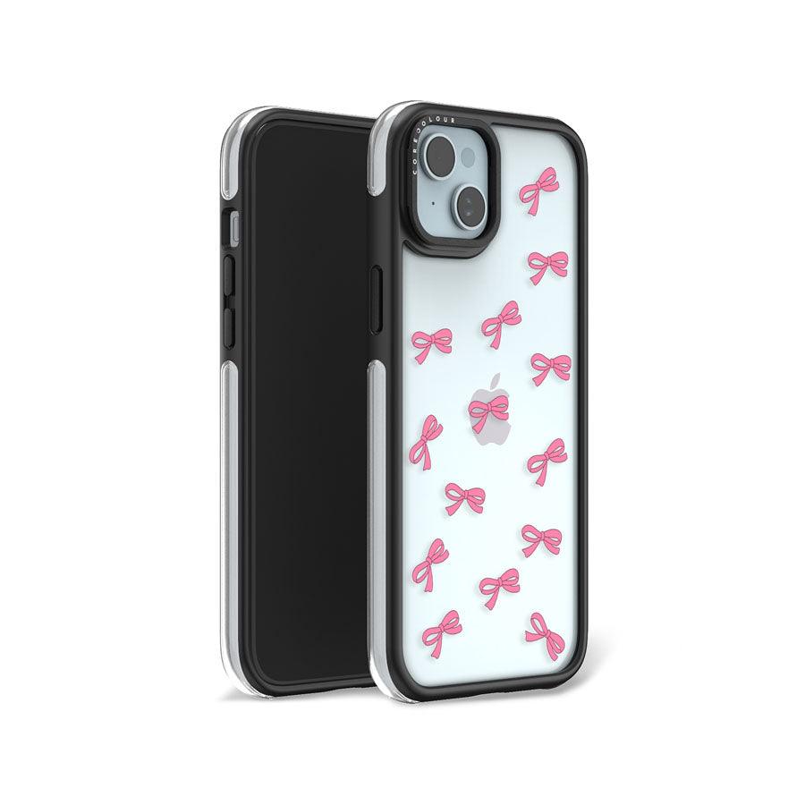 iPhone 15 Pink Ribbon Mini Camera Ring Kickstand Case 