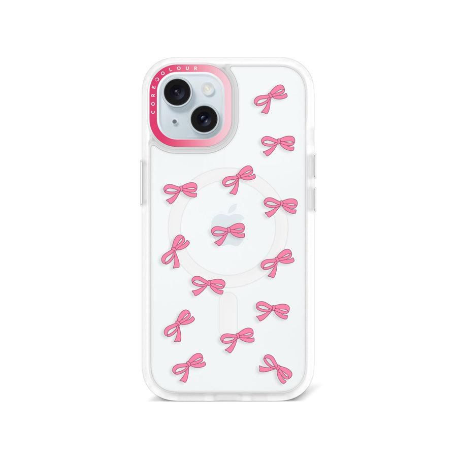 iPhone 15 Pink Ribbon Mini Phone Case MagSafe Compatible 