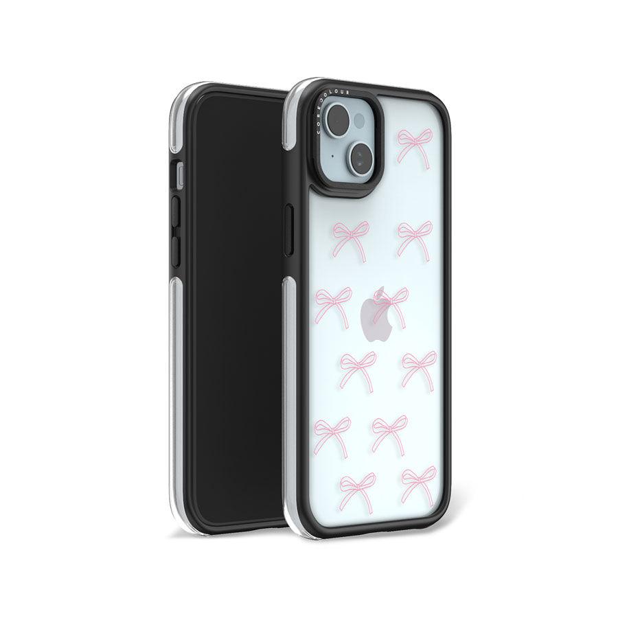 iPhone 15 Pink Ribbon Minimal Line Camera Ring Kickstand Case 