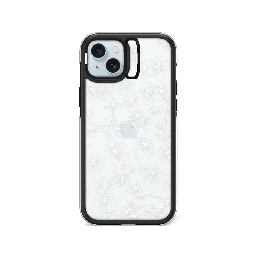 iPhone 15 Plus Cherry Blossom White Camera Ring Kickstand Case - CORECOLOUR AU