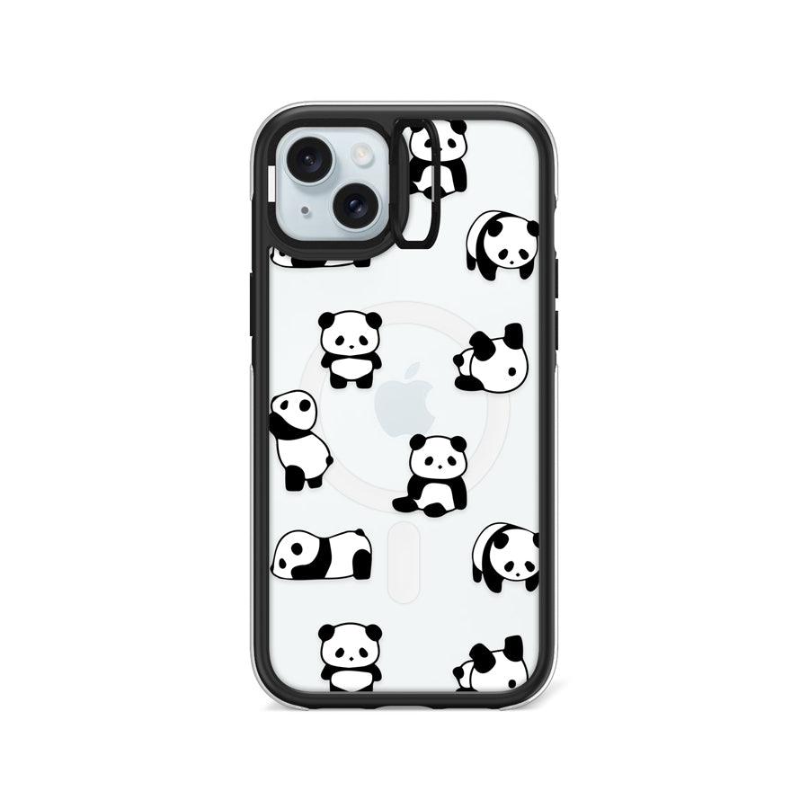 iPhone 15 Plus Moving Panda Ring Kickstand Case MagSafe Compatible 